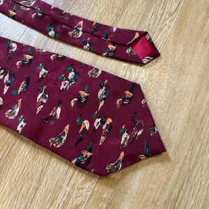 Vintage Addiction Burgundy 100% Silk Novelty Retro Duck Tie 🦆 Duck Hunting Gift